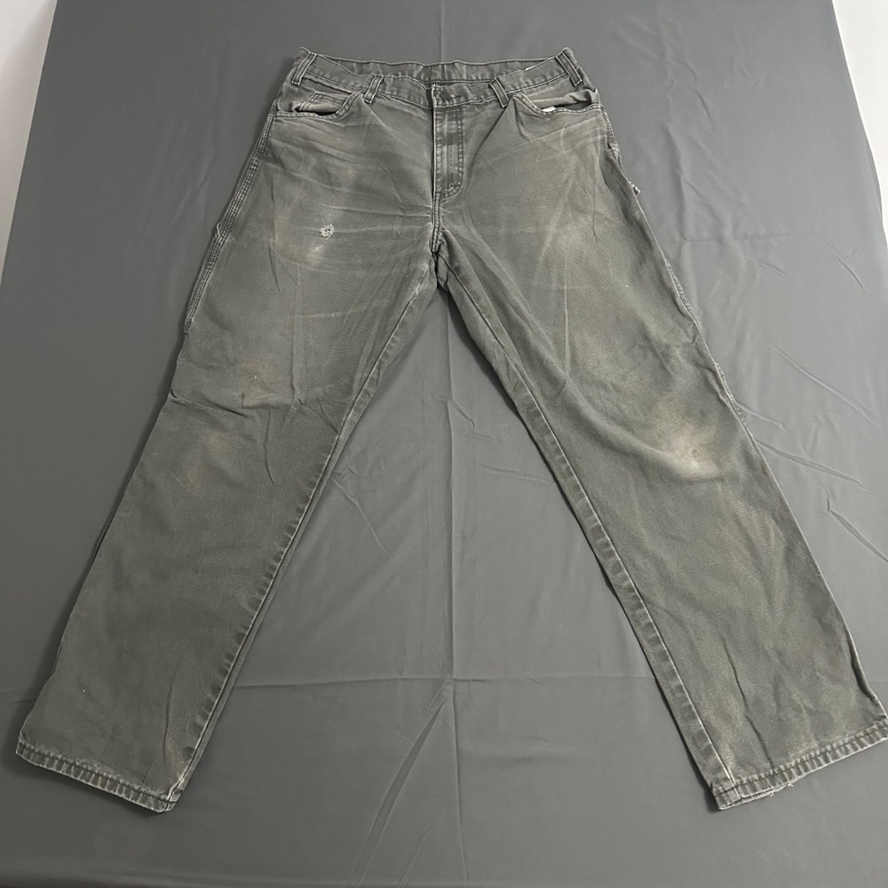 Dickies Carpenter Work Pants Mens 34x32 Gray Duck‎ Canvas Heavyweight Utility